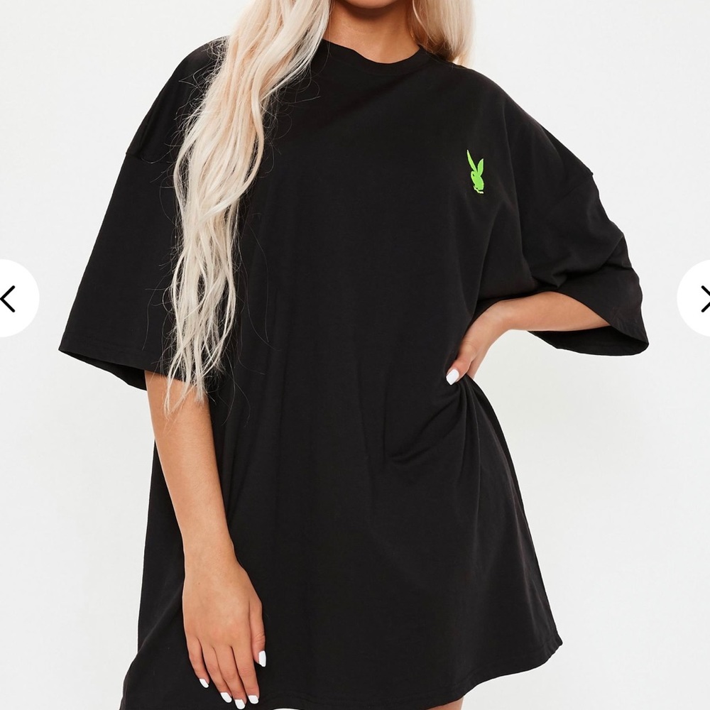 Playboy Oversized Repeat Slogan Dress - Picture 3 of 5